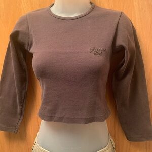 Y2K Crop Guess Chocolate Top Small 💯 Cotton